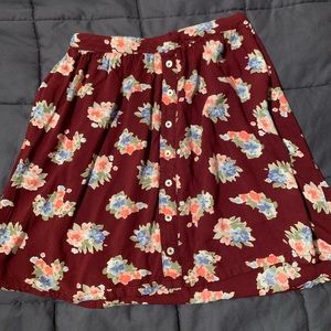 Hollister floral maroon skirt